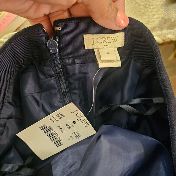 J Crew Mini Skirt Womens 4 Blue Wool Straight Work Casual - Picture 4 of 6